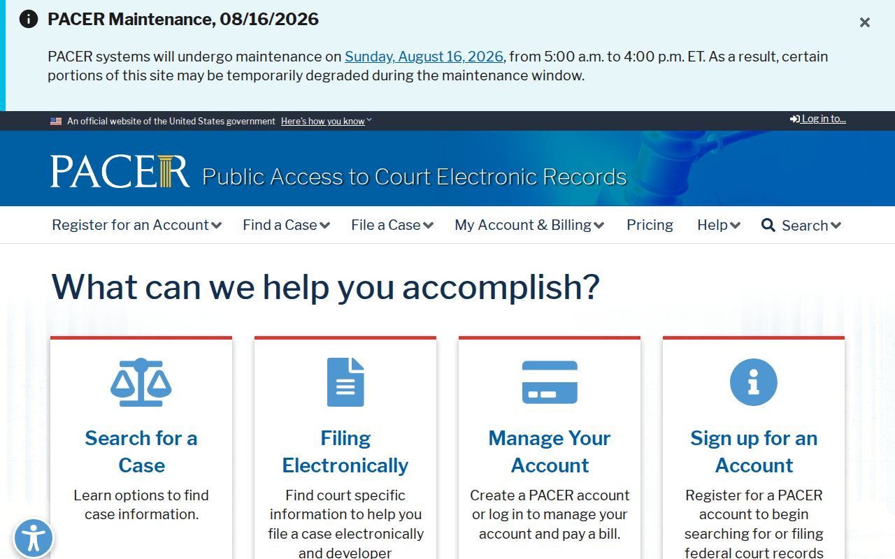 PACER federal portal for an Alamosa County case lookup