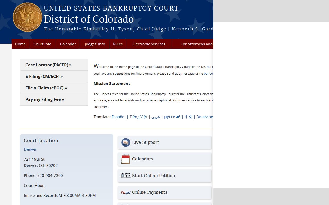 Federal bankruptcy court records route for Alamosa County